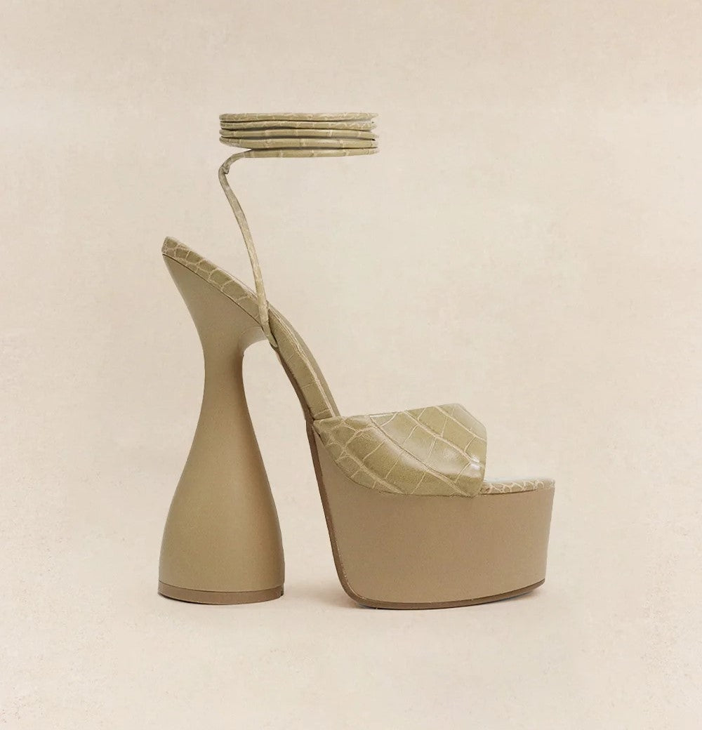 Lemonade Bite Me Ankle Wrap-around Open Round Toe Platform Heel Sandal