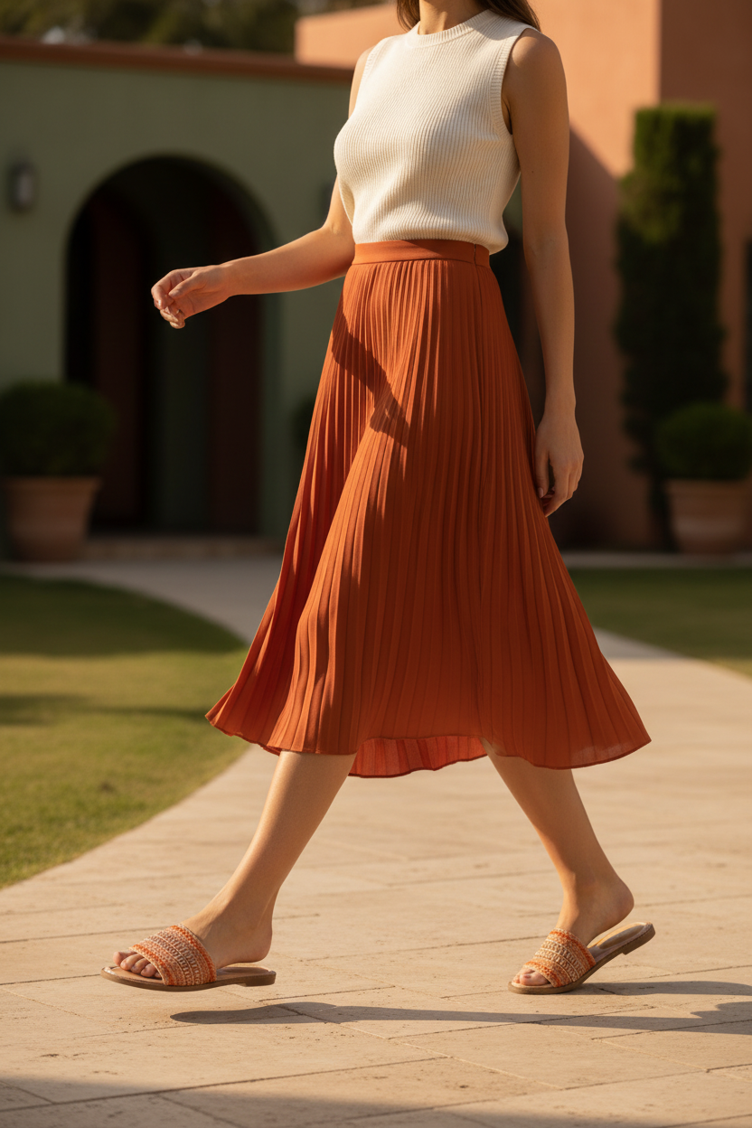 Terracotta Slide – Braided Raffia Wide-Strap Flat Sandal