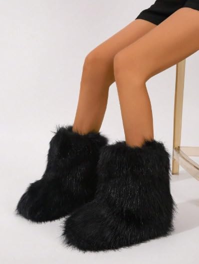Women's Melanie Shearling Fluffy Fur Mid-Calf Boots - Comfortable Winter Boots