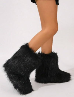 Women's Melanie Shearling Fluffy Fur Mid-Calf Boots - Comfortable Winter Boots