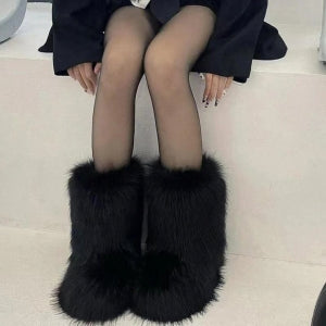 Women's Melanie Shearling Fluffy Fur Mid-Calf Boots - Comfortable Winter Boots