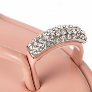 Nora Blush Crystal Toe Ring – Jewelled Women's Flat Sandals | EstelleShoes