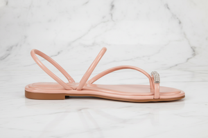 Nora Blush Crystal Toe Ring – Jewelled Women's Flat Sandals | EstelleShoes