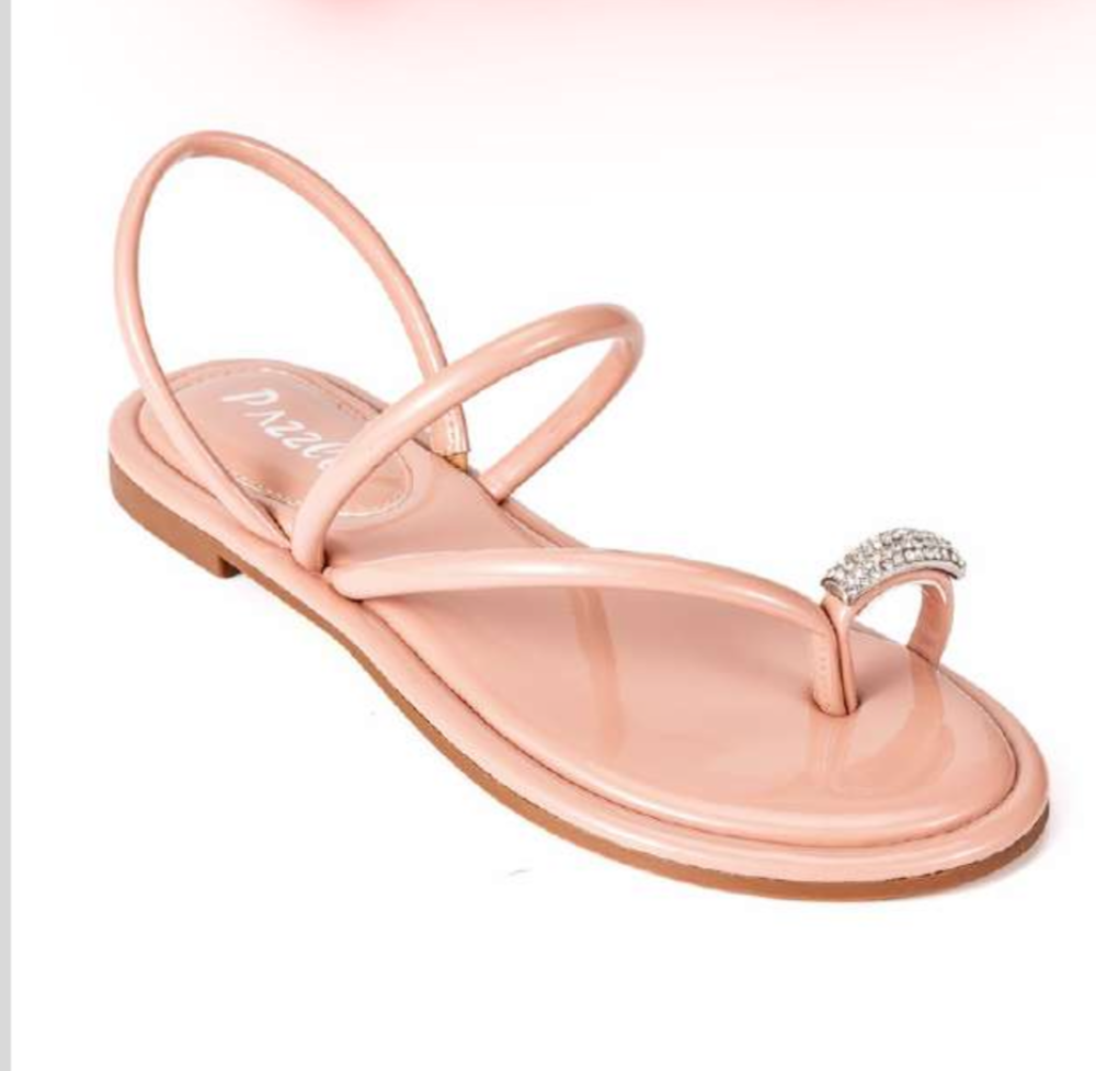 Nora Blush Crystal Toe Ring – Jewelled Women's Flat Sandals | EstelleShoes