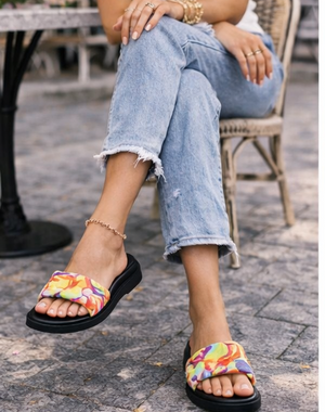 Women's Multi-Color Nuage Wide Band Platform Slide Sandals - Comfortable Summer Slides