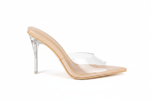 Jammi Nude Clear Heels – Pointed Toe High Heel Mules