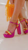 Women's Fuchsia Chunky Platform Block Heel - Square Toe