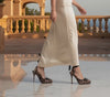 Alondra Leopard Satin Ankle Lace-Up Stiletto Heels with Bow