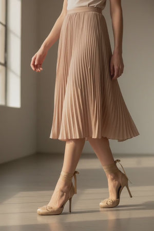 Classical Nude Satin Ankle-Tie Stiletto Heels — Women's Ballet-Inspired Platform Pump