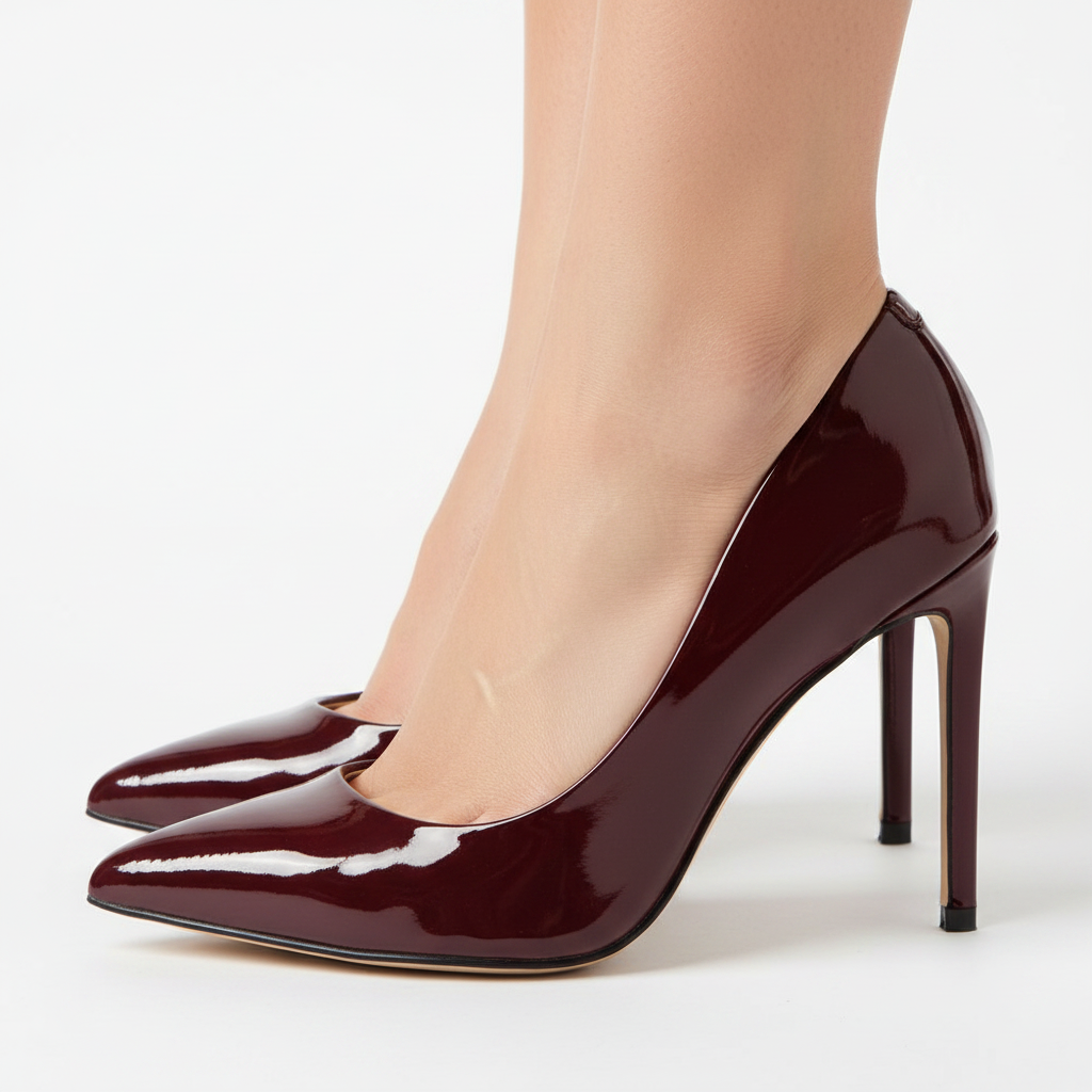 Classic Pointed-Toe Pump – Wine Patent Leather Stiletto