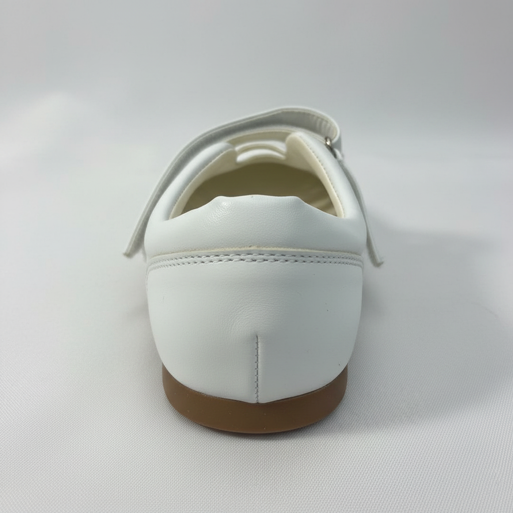 White Woven Flats — Women's Leather Mesh Double-Strap Velcro Shoes