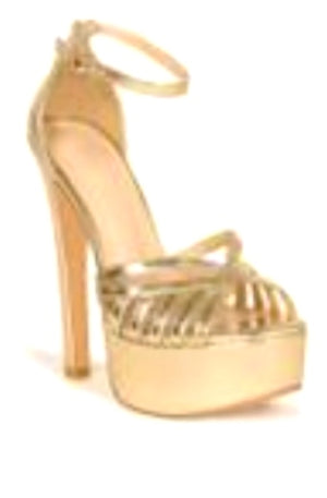 Ivory Platform Peep Toe Stiletto Sandals – Ribiah-2 Strappy Heels