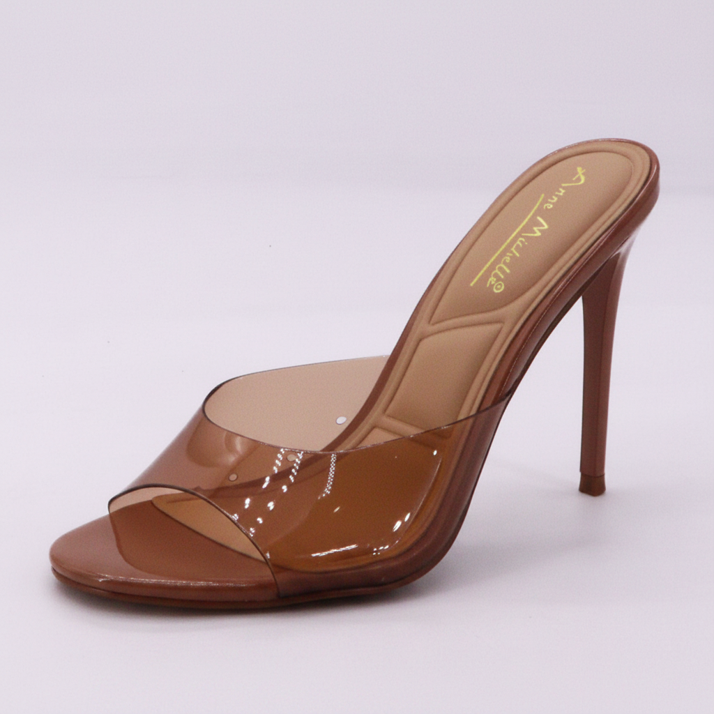 Showy Clear PVC Stiletto Mule Heels – Designer-Inspired Open Toe Heels