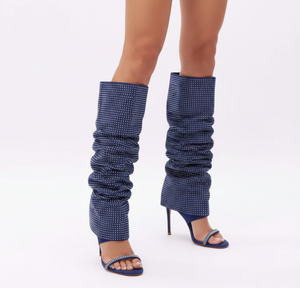 Crystal Slouch Stiletto Boots for Women – Rhinestone Heels