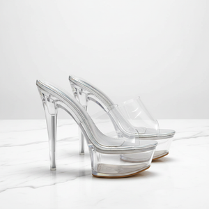 Serenity-1 Clear Trendy Slip-on Platform Round Open Toe – Women’s Stiletto Heel Mule