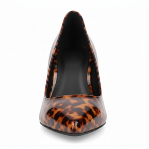 High-Vamp Court Pump – Tortoiseshell Patent Leather Stiletto Heel