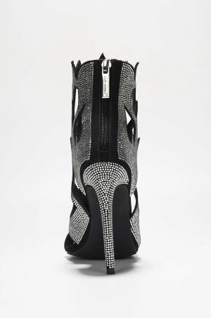 Women's Vitoria Rhinestone Flame Trim Pointed Toe Stiletto Heels - Zipper Closure
