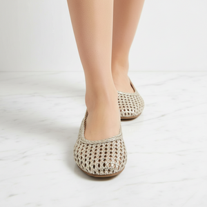 Vonda Gold Woven Metallic Ballet Flats | Lightweight Lattice Weave Flats
