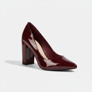 High-Vamp Block Heel Pump – Wine