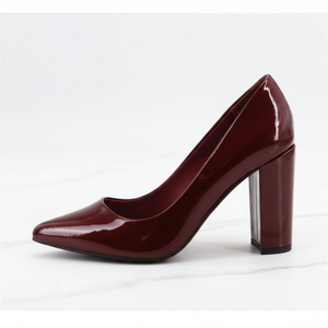 High-Vamp Block Heel Pump – Wine