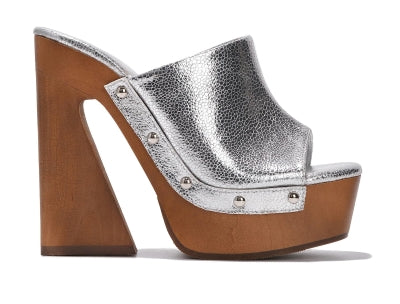 Cape Robbin Moika Square Toe Platform Sculptured Block Heel Women Mule-Tan