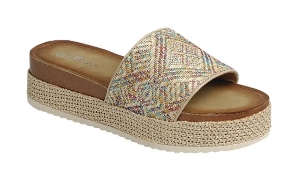 Trend-3 Platform Round Open Toe Slide Sandals-Multi