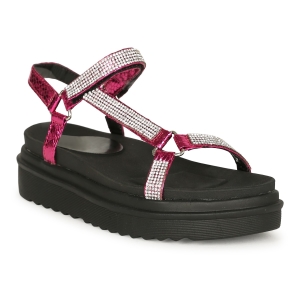 Faelynn-3 Adjustable Strap Platform Universal Sandals-fuchsia