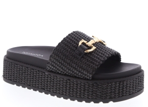 Tracy-36 Chunky Platform Slip-on Open Round Toe Mule Slide-black