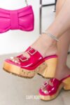 Buckle Detail Clear Platform Round Toe Block Heel | Estelle shoes